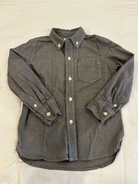Gap Kids Brushed Oxford Shirt Gray XS (4–5) Button Down Long Sleeve